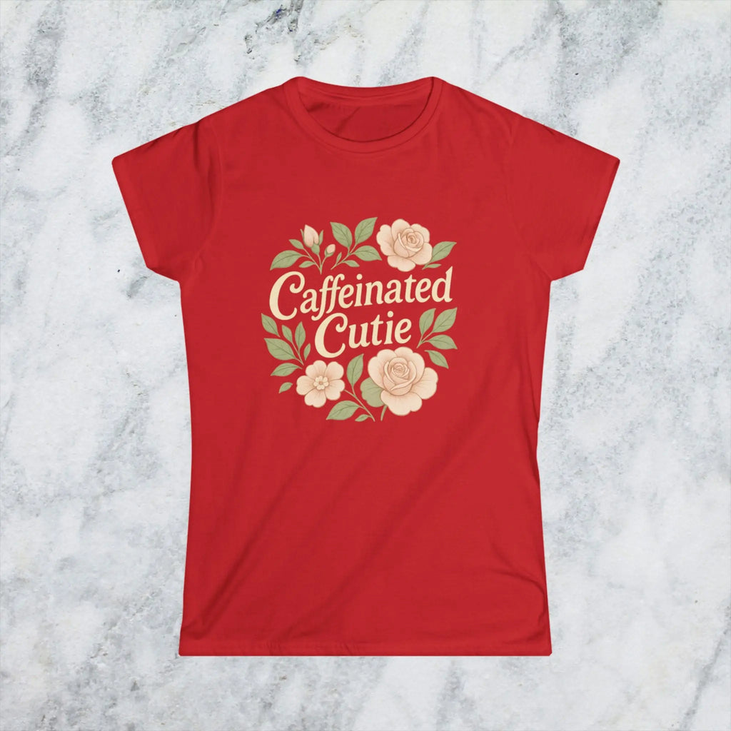 Caffeinated Cutie Floral Tee — Women's Blush Floral Graphic T‑Shirt - Boldly Bitter Company