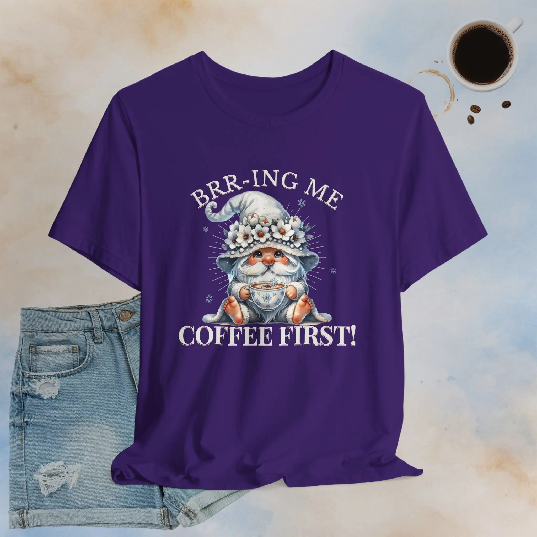 Brrr-ing Me Coffee First Gnome Tee Printify