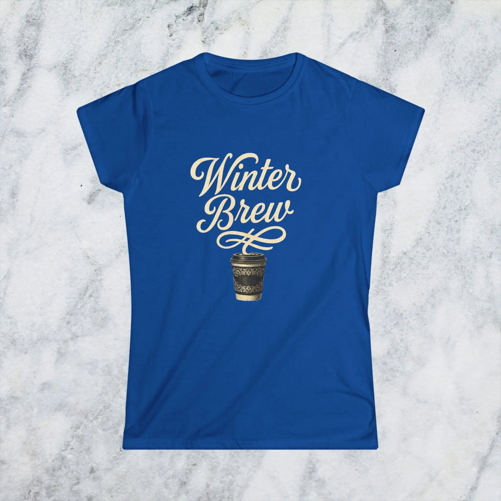 Winter Brew Tee — Women’s Coffee Shirt with Vintage Holiday Coffee Cup - Boldly Bitter Company