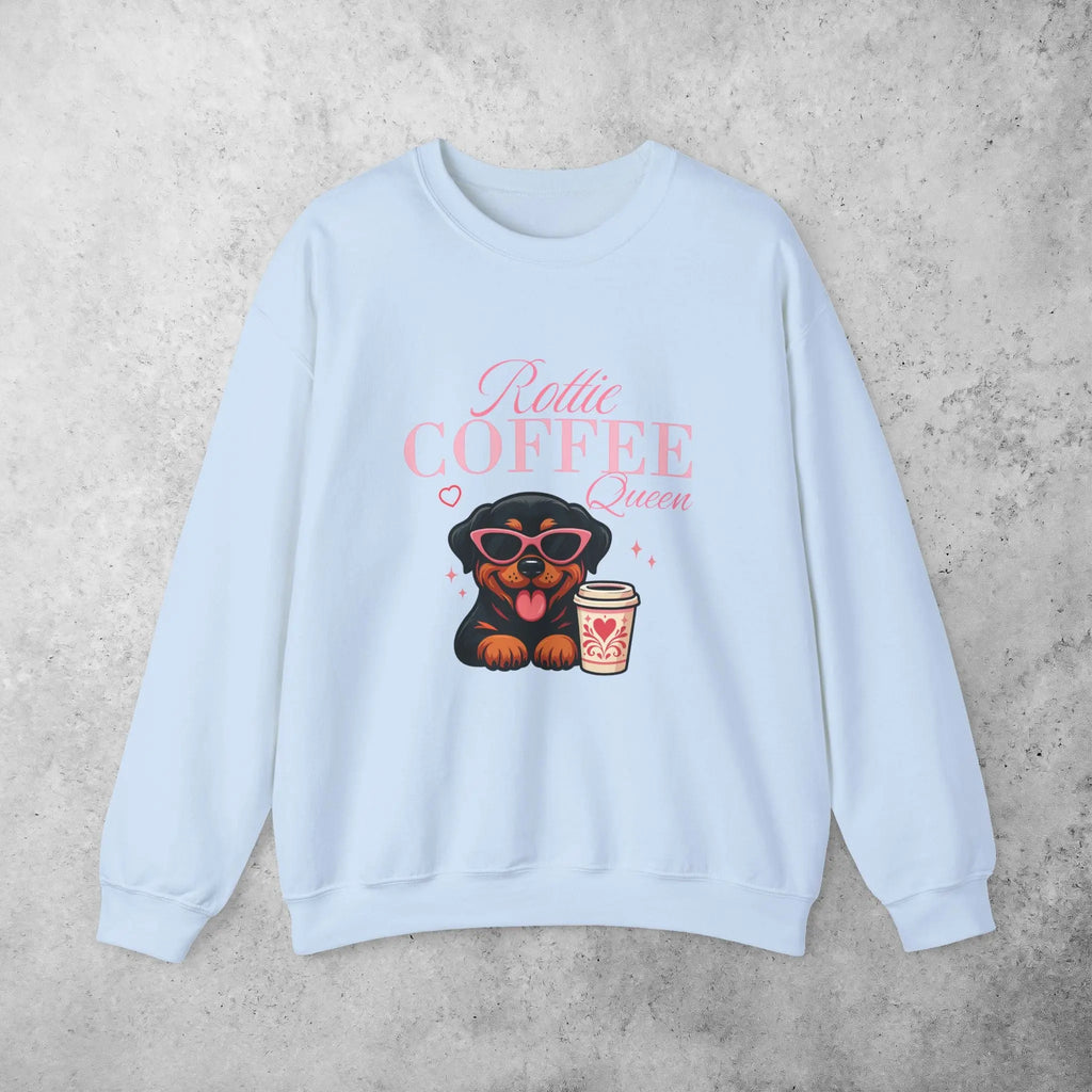 Rottie Coffee Sweatshirt — Cute Rottweiler with Coffee Graphic Printify