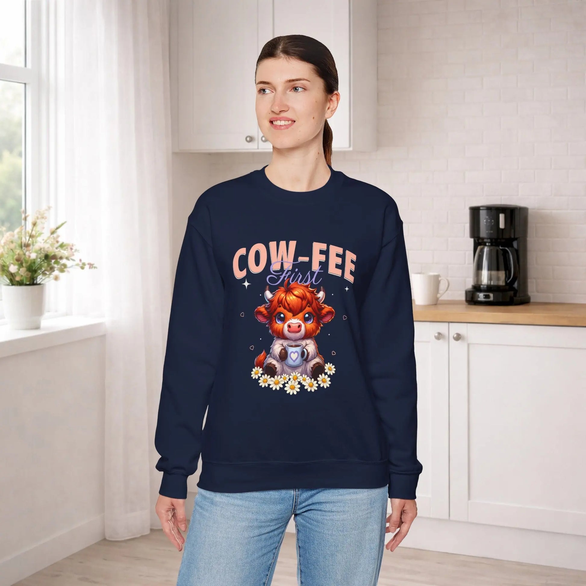 Cow-Fee First Sweatshirt Printify