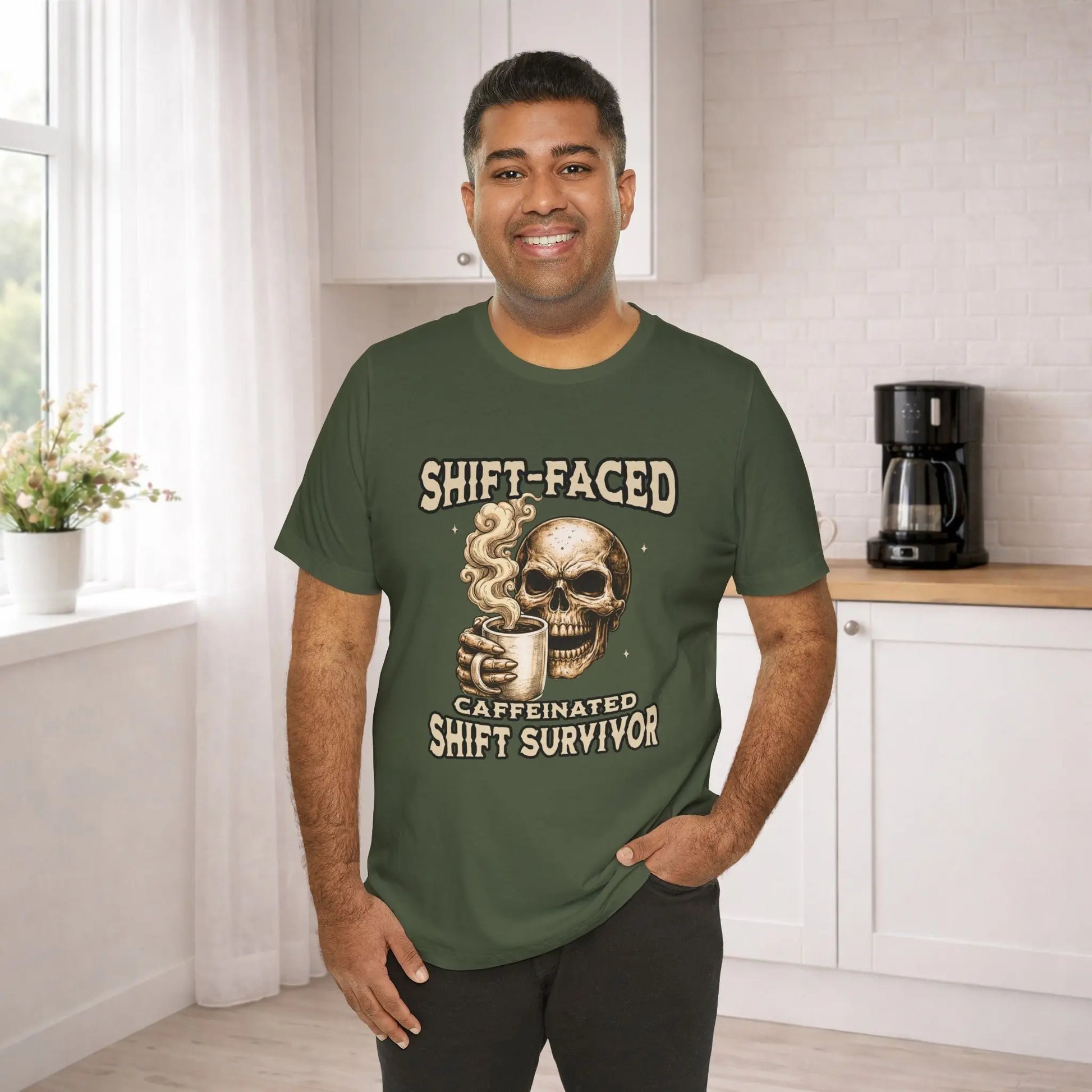 Shift-Faced Caffeinated Shift Survivor Tee - Boldly Bitter Company