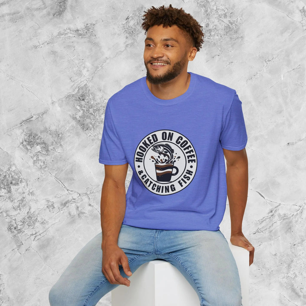 Catching Fish T‑Shirt – Fishing & Coffee Lover Tee Printify