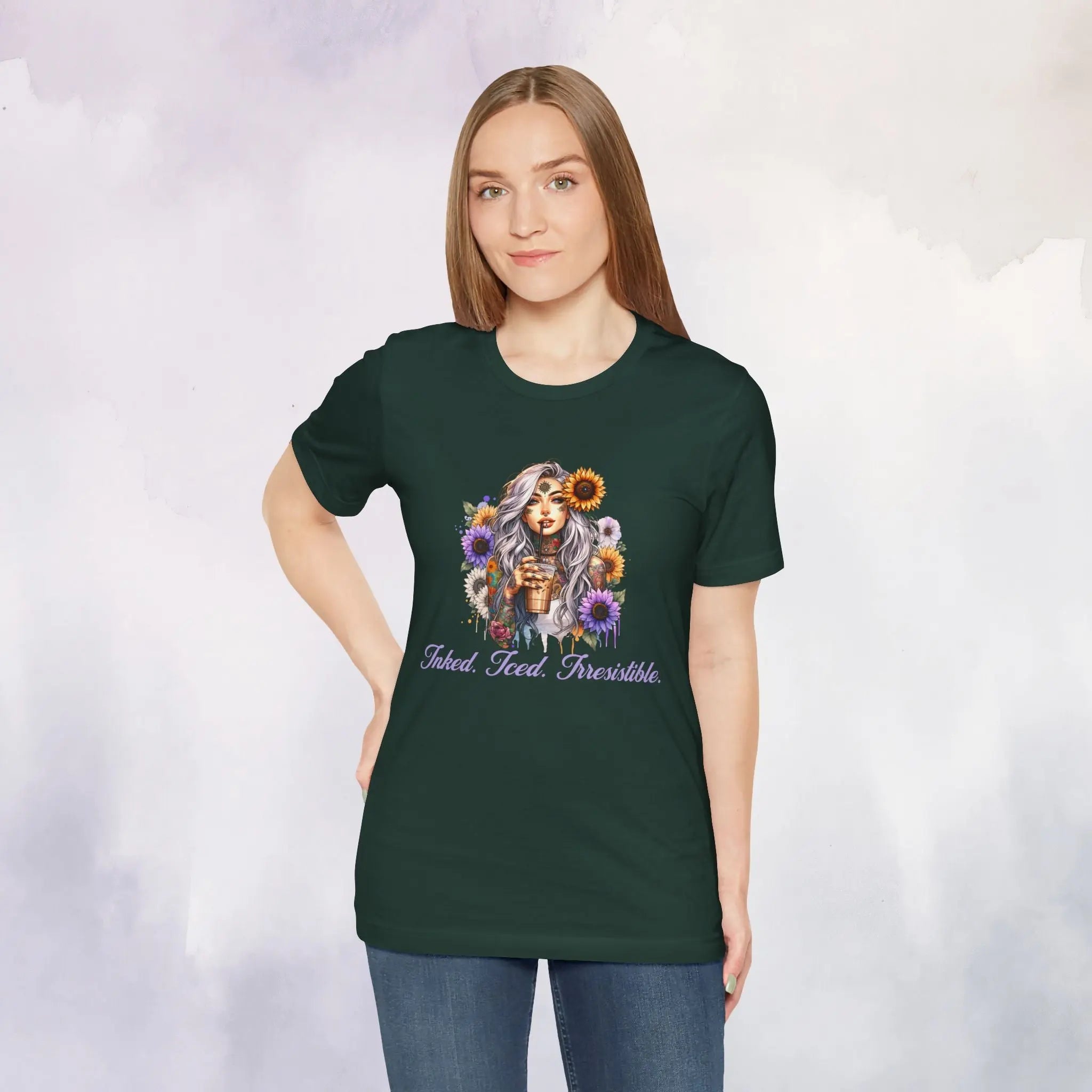 iced inked floral t-shirt Printify