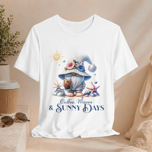 Sunny Days Gnome Coffee T-shirt Printify