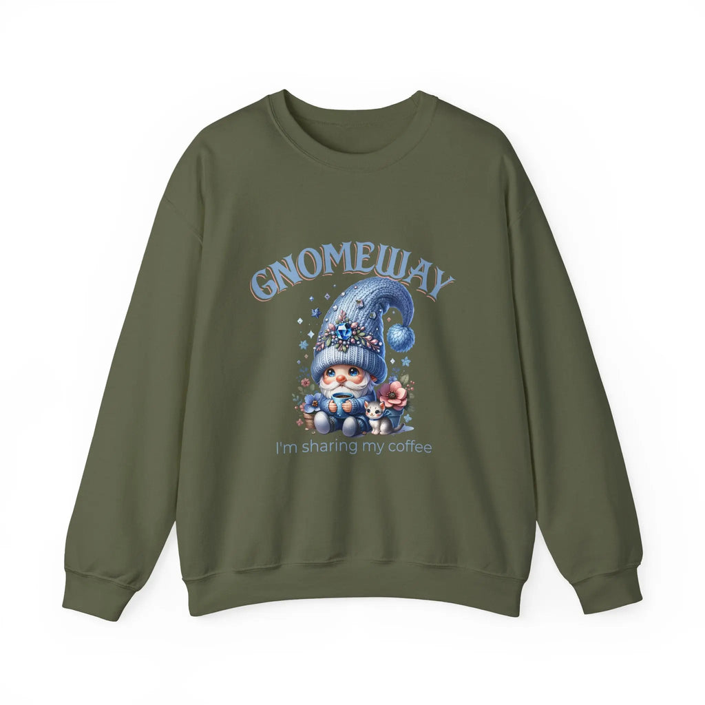 Gnomeway Sweatshirt - I'm Sharing My Coffee, Cozy Crewneck, Gift for Coffee Lovers, Casual Pullover, Fall and Winter Fashion Printify
