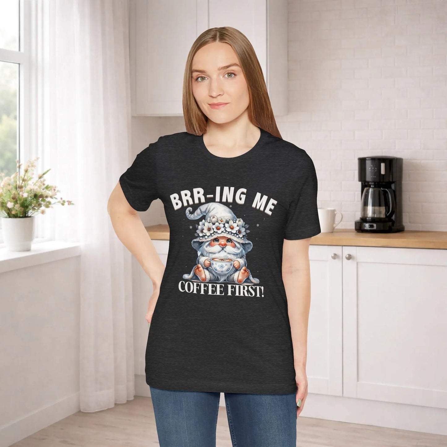 Brr-ing Me Coffee First Gnome Tee Printify