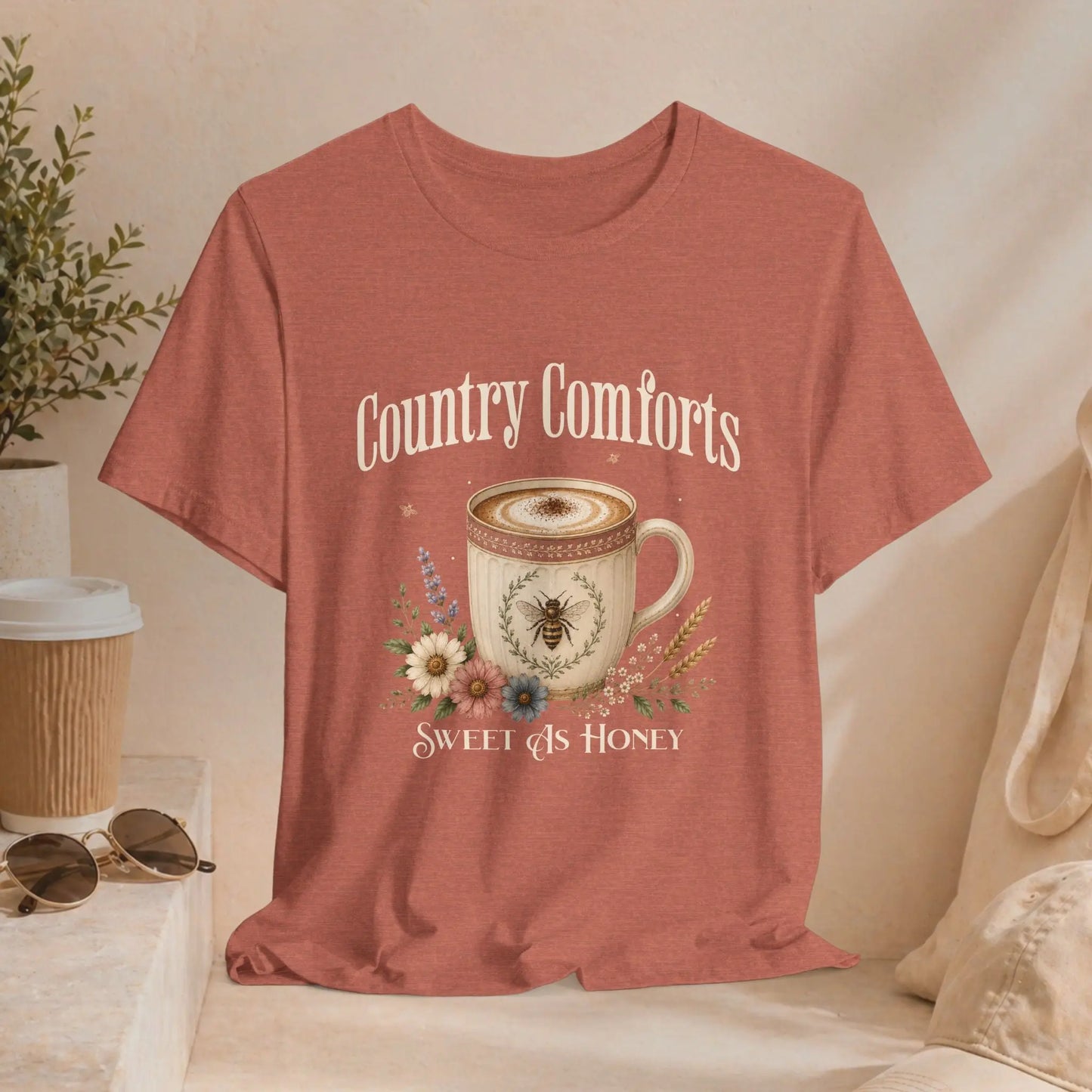 Country Comforts Tee — "Sweet as Honey" Coffee Graphic T-Shirt Printify