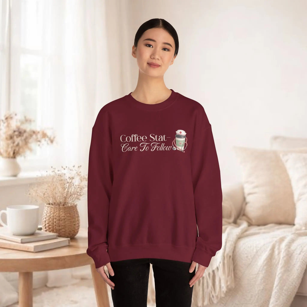 Coffee Stat Sweatshirt — "Care to Follow" Cozy Sweatshirt Printify