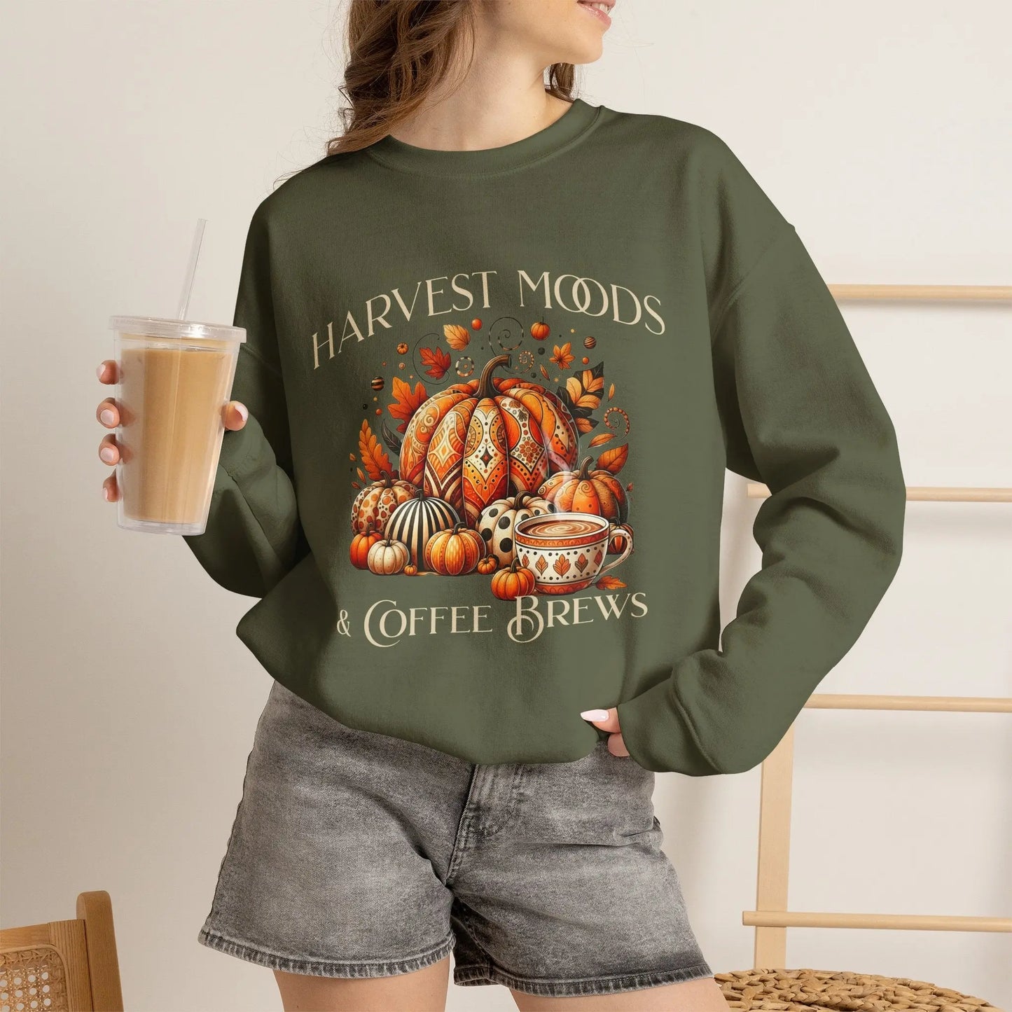 Harvest Moods & Coffee Brews Sweatshirt Printify