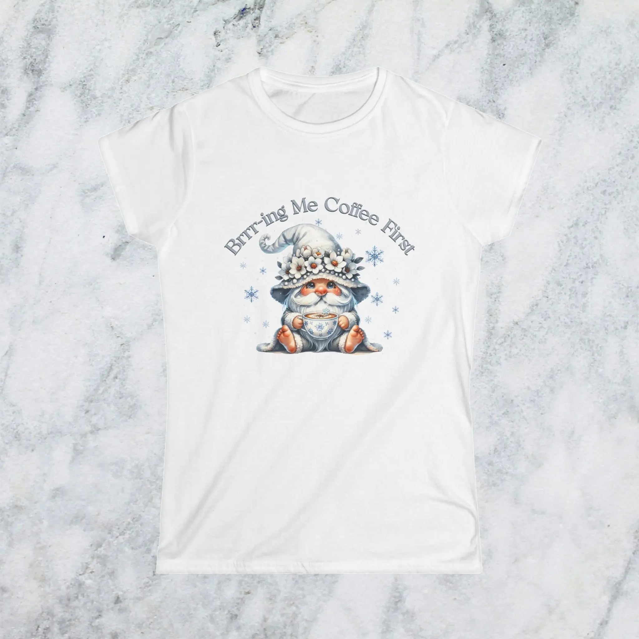 Brr-ing Me Coffee T-Shirt - Cute Gnome Winter Design Printify