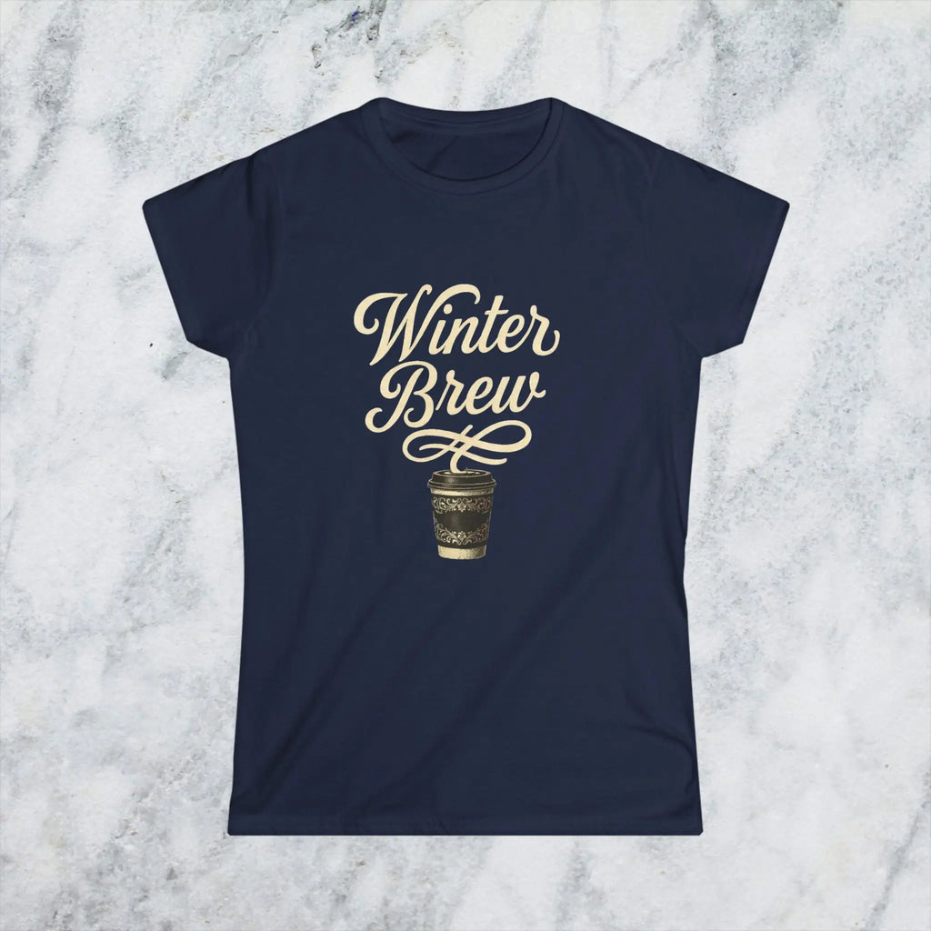 Winter Brew Tee — Women’s Coffee Shirt with Vintage Holiday Coffee Cup - Boldly Bitter Company