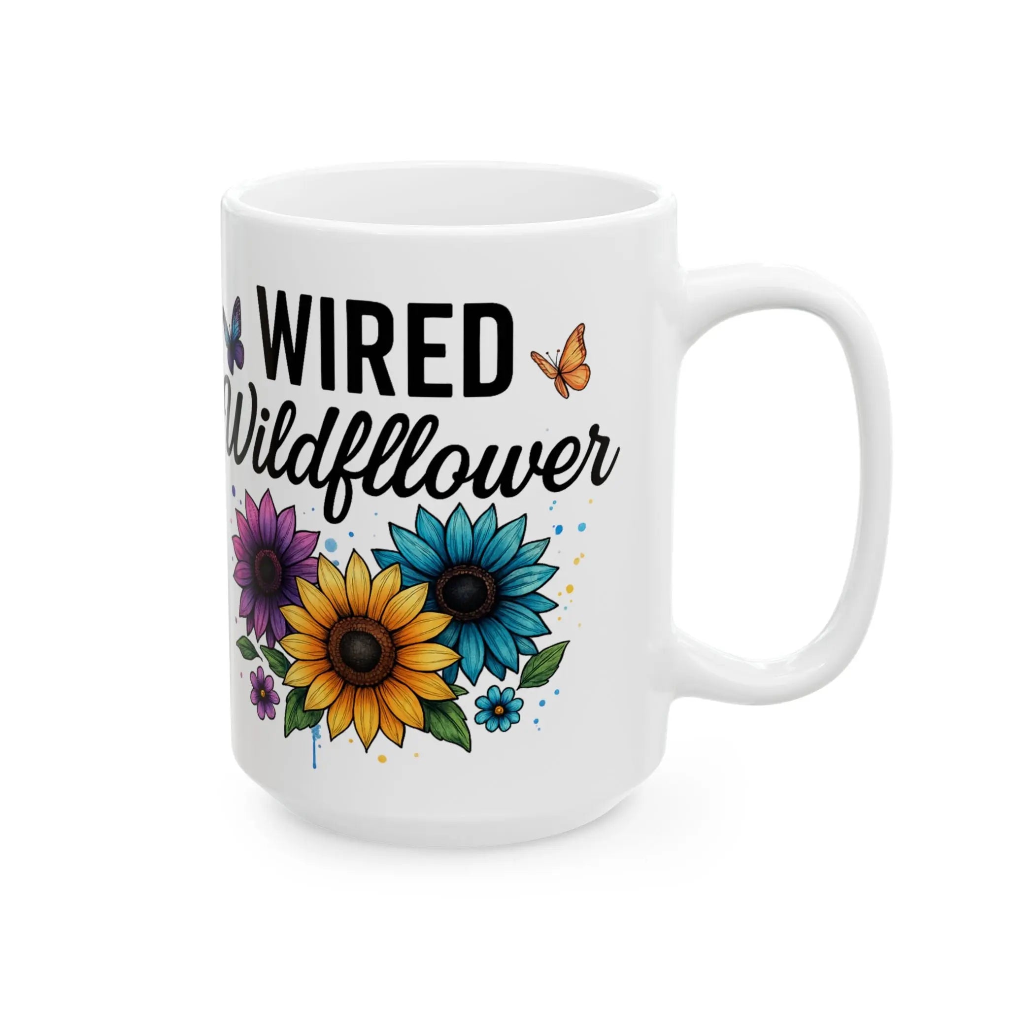 Wired Wildflower Mug - 15oz Ceramic Coffee Cup Printify
