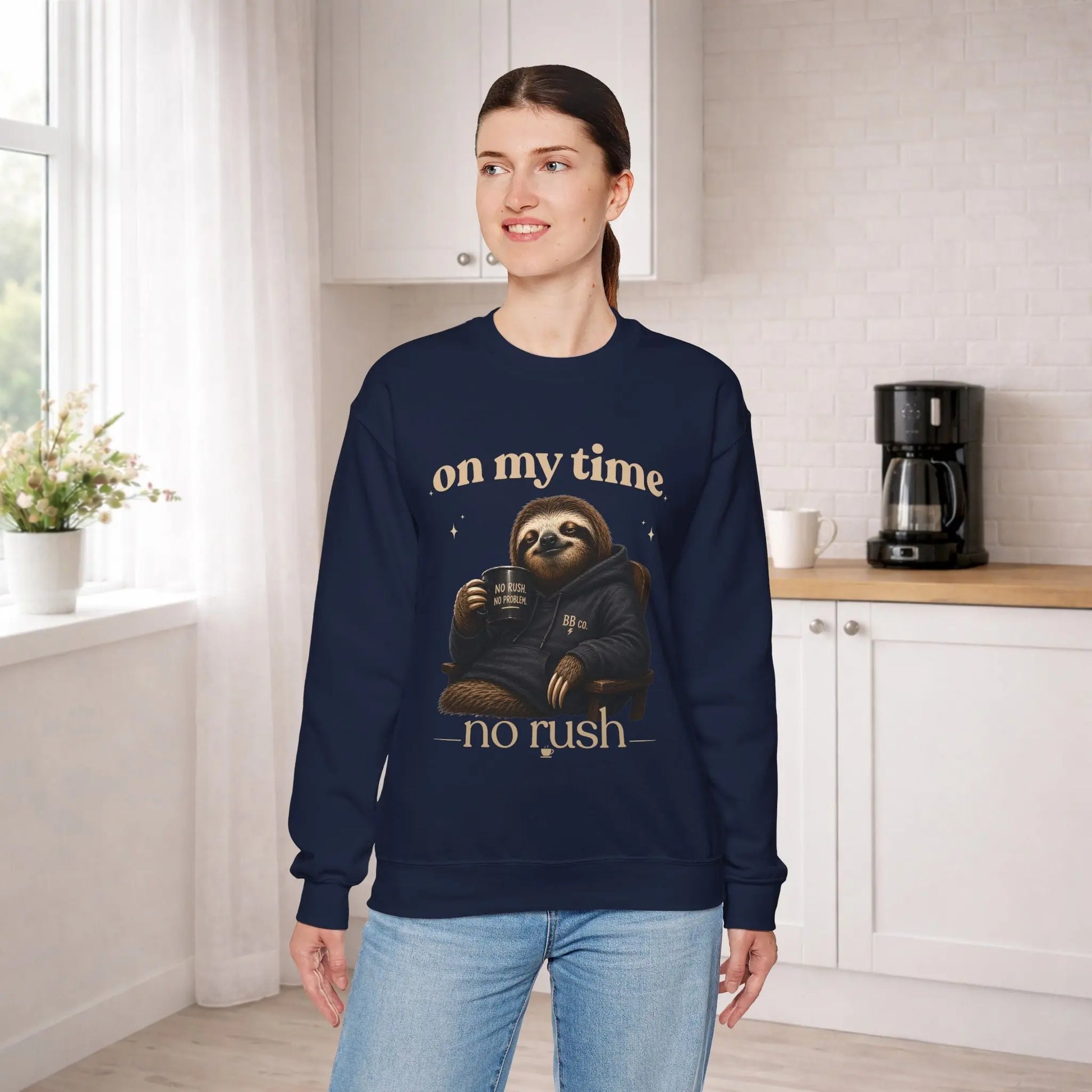 On My Time Sloth Sweatshirt Printify