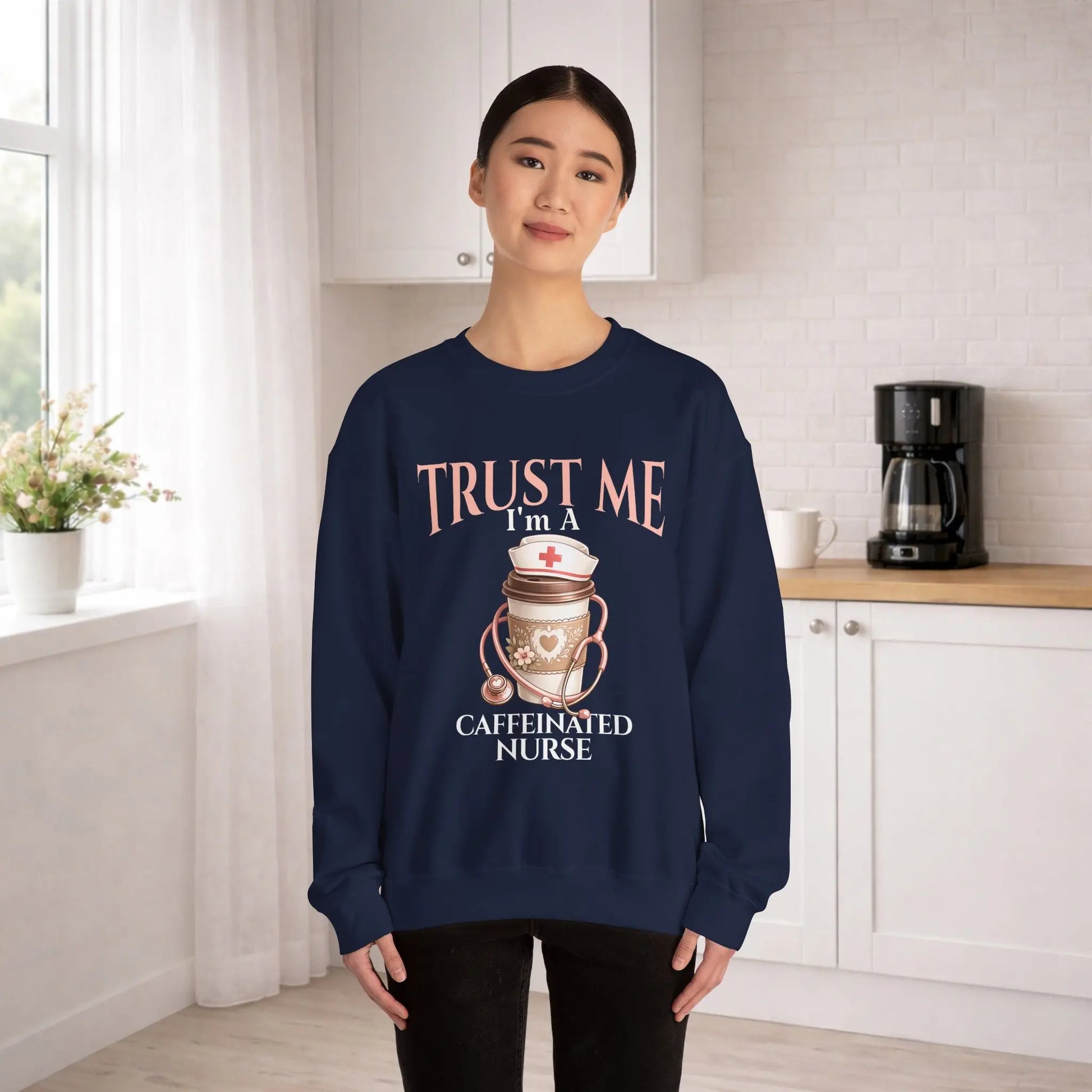 Caffeinated Nurse Sweatshirt Printify