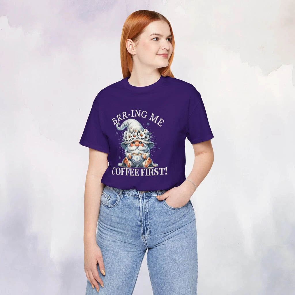 Brrr-ing Me Coffee First Gnome Tee Printify