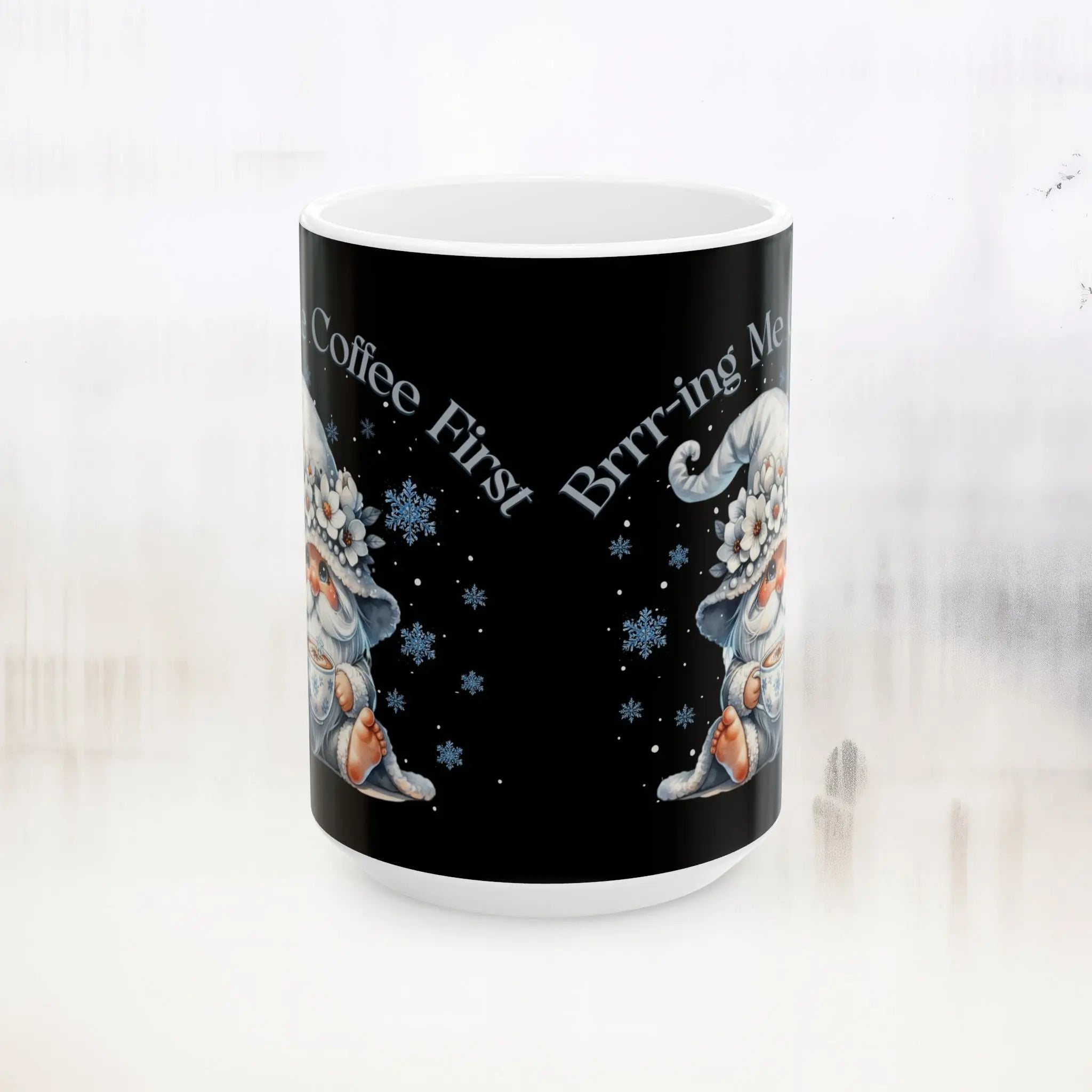 Brrr-ing Me Coffee First Mug – Cute Winter Gnome Coffee Cup 15oz, Funny Cold Weather Mug, Cozy Holiday Gift for Coffee Lovers - Boldly Bitter Company