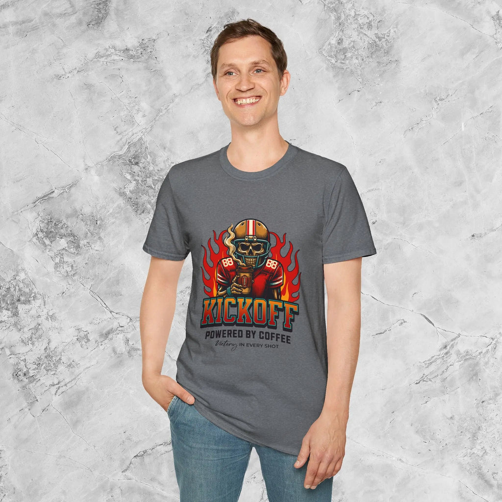 Kickoff Powered by Coffee T-Shirt Printify