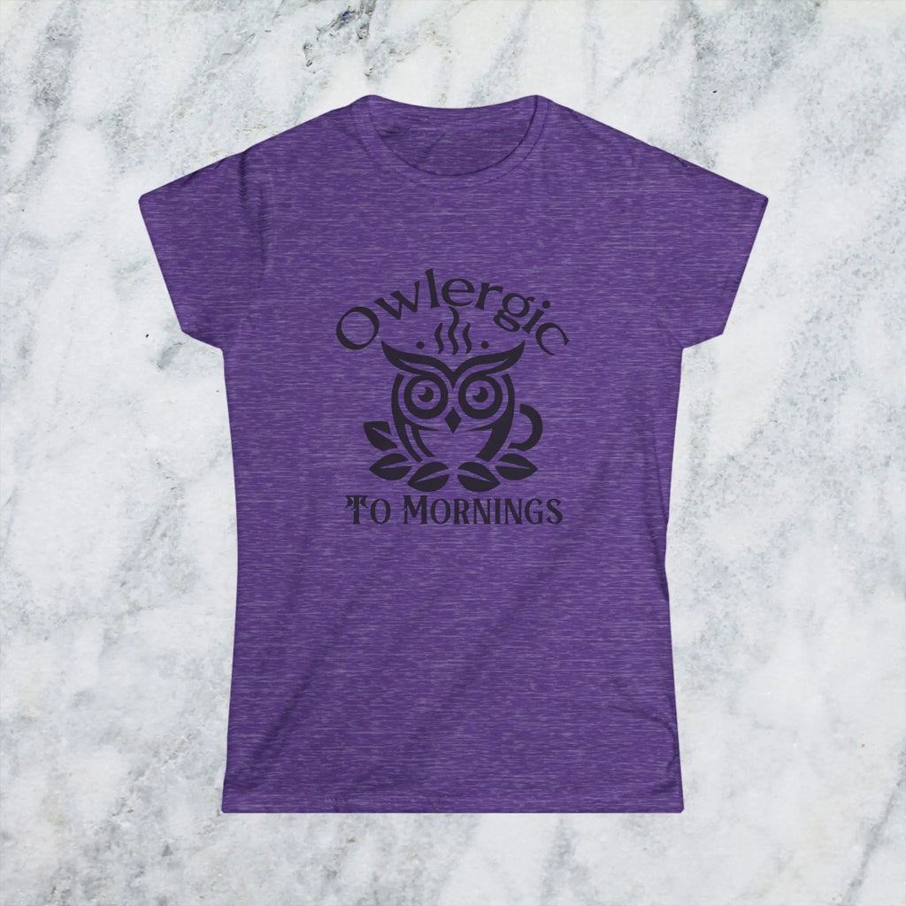 Owlergic to Mornings T-Shirt – Funny Owl Coffee Cup Graphic Tee Printify