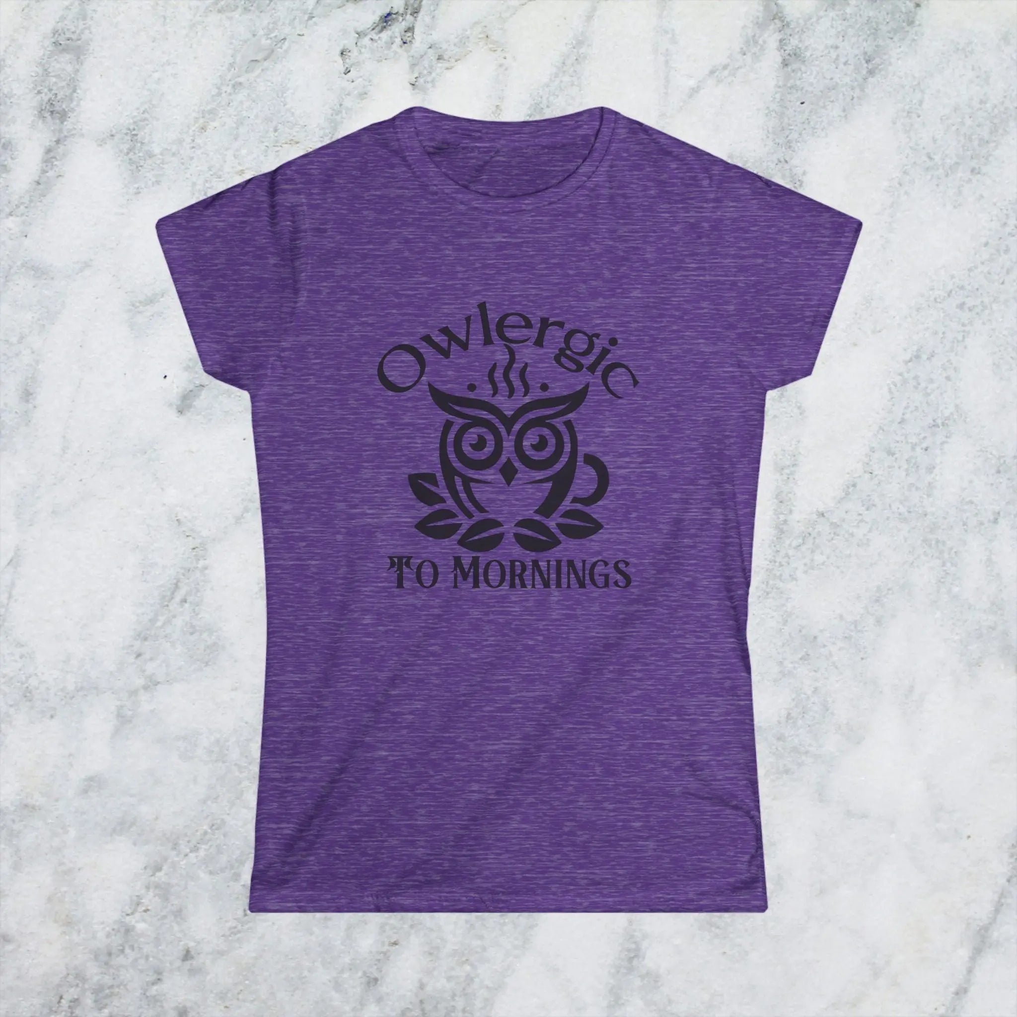 Owlergic to Mornings T-Shirt – Funny Owl Coffee Cup Graphic Tee Printify