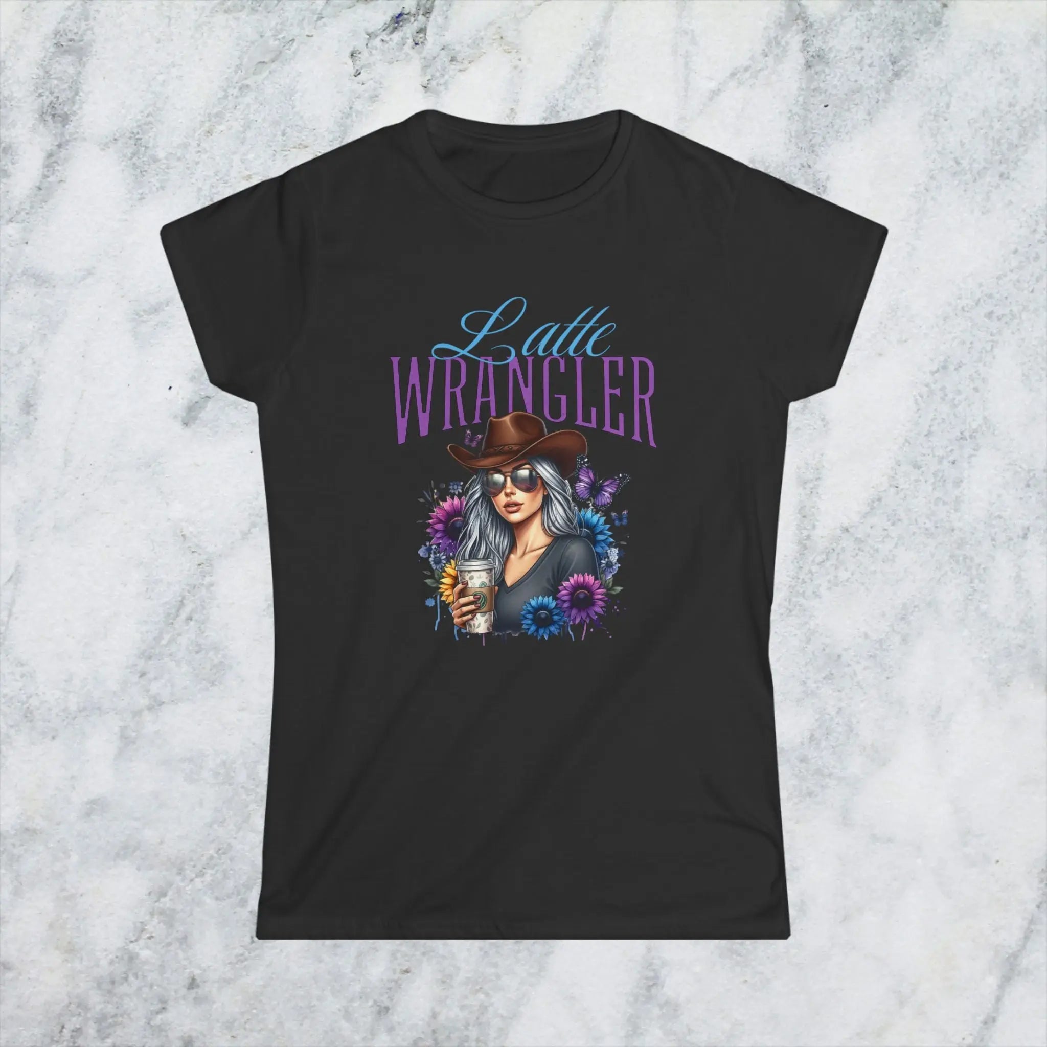 Latte Wrangler Women's Tee — Sunflower Cowboy Coffee Graphic Printify