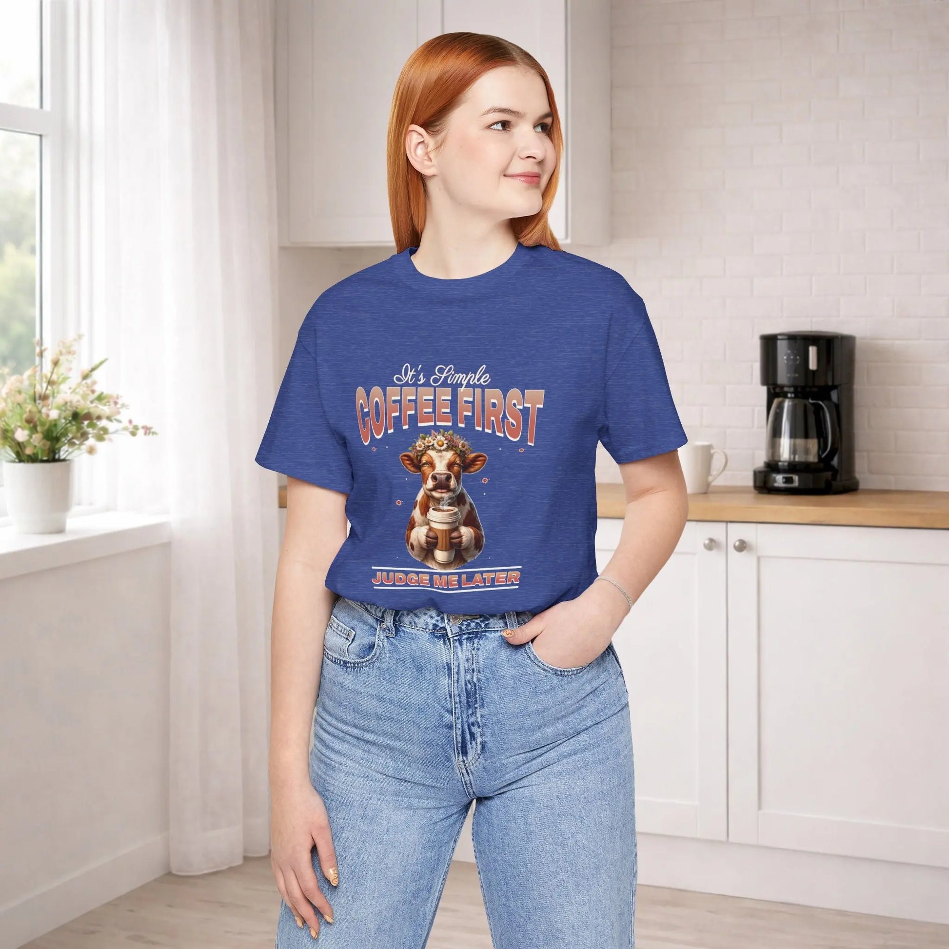 Coffee First Judge Later Tee Printify