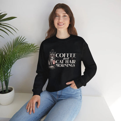 Coffee & Cat Hair Mornings Sweatshirt Printify