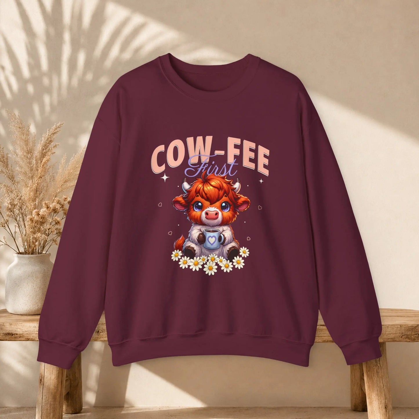 Cow-Fee First Sweatshirt Printify