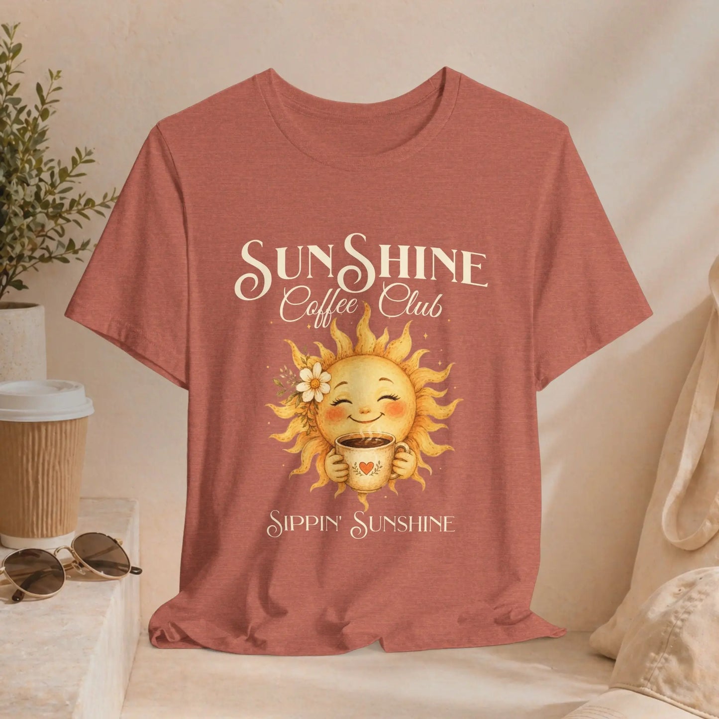 Sunshine Coffee Club Tee — "Sippin' Sunshine" Graphic T-Shirt Printify