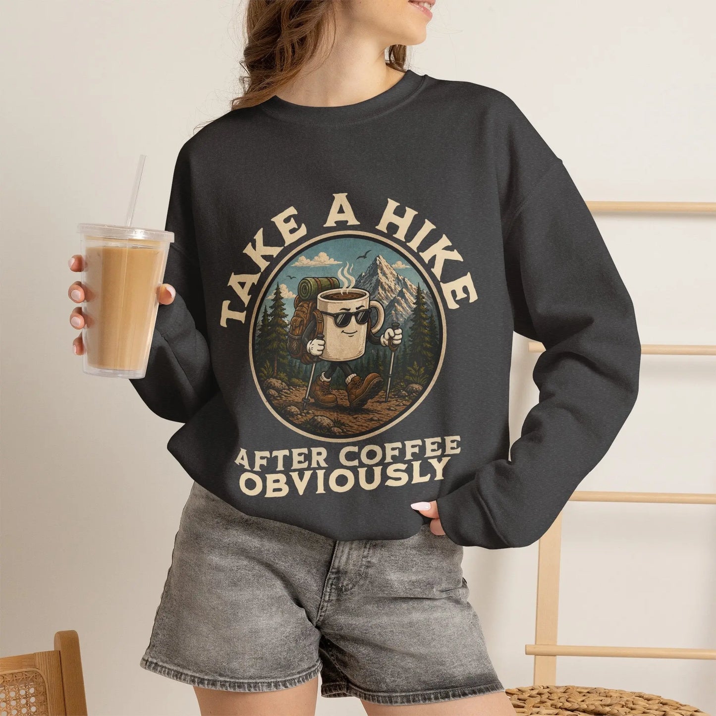 Take a Hike Coffee Sweatshirt Printify