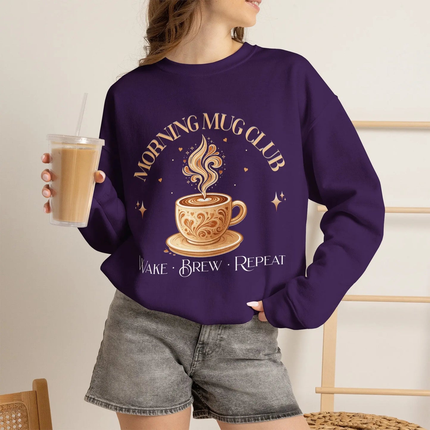 Morning Mug Club Sweatshirt - Wake, Brew, Repeat Printify