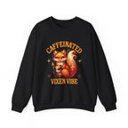 Caffeinated Vixen Vibe Sweatshirt, Cozy Unisex Crewneck for Coffee Lovers, Gift for Birthdays, Fall Fashion, Cute Animal Sweater Printify