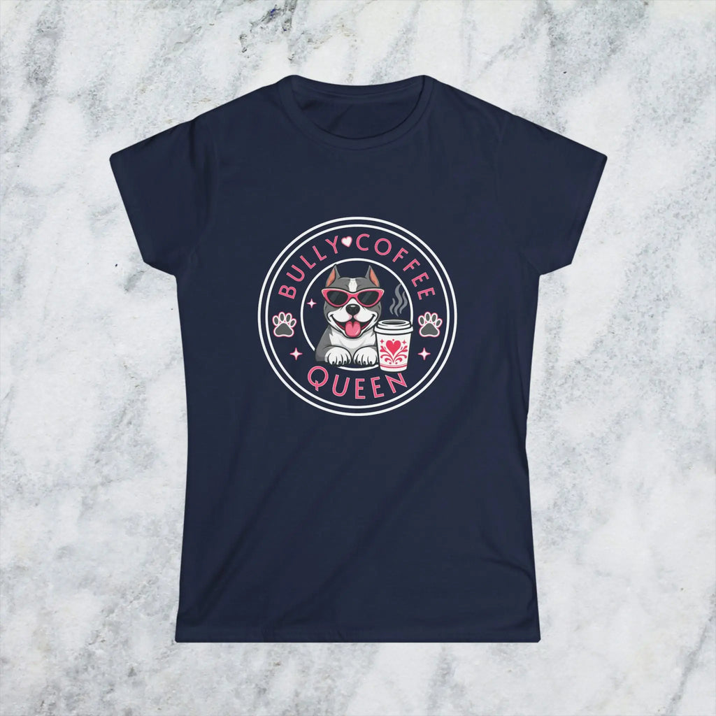 Bully Coffee Queen T-Shirt — Cute Pitbull Coffee Lover Tee Printify