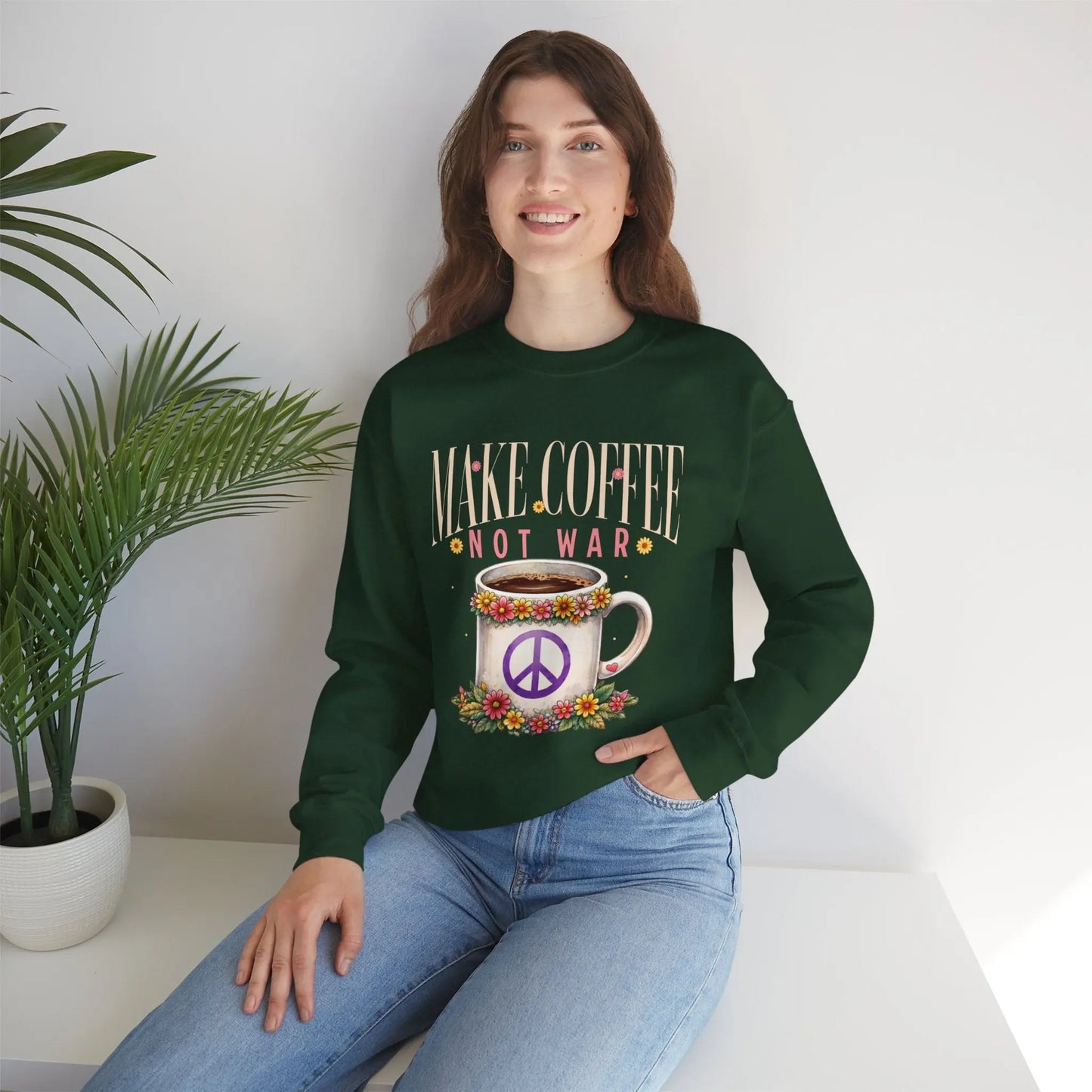 Make Coffee Not War Sweatshirt Printify