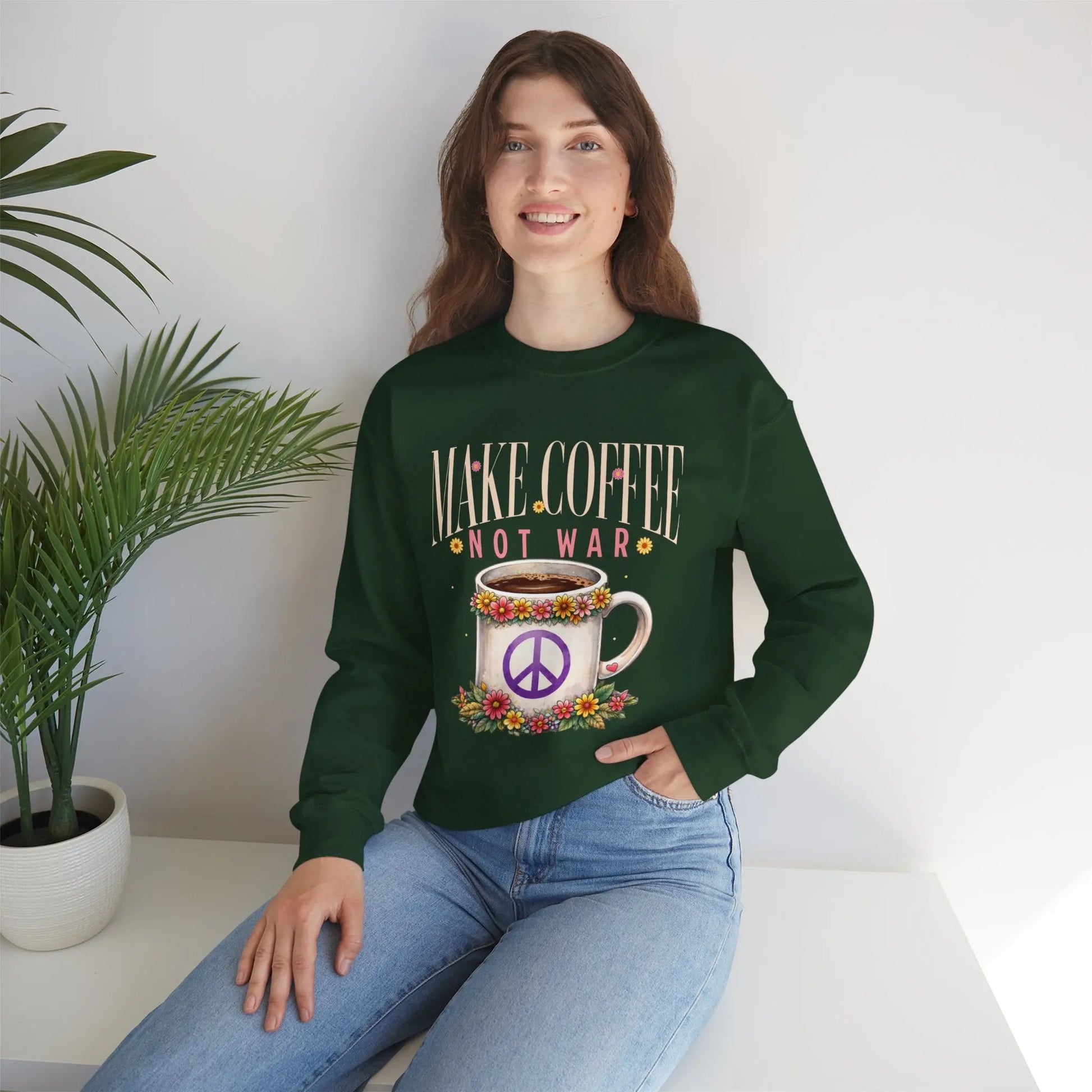 Make Coffee Not War Sweatshirt Printify