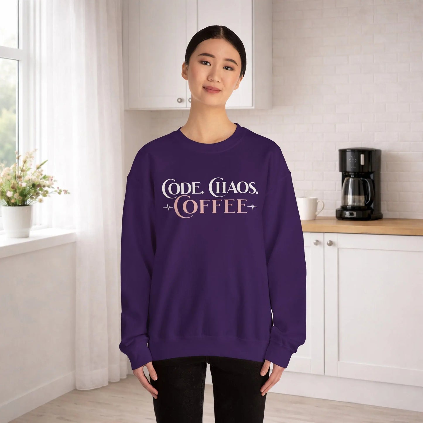 Code, Chaos, Coffee Sweatshirt Printify