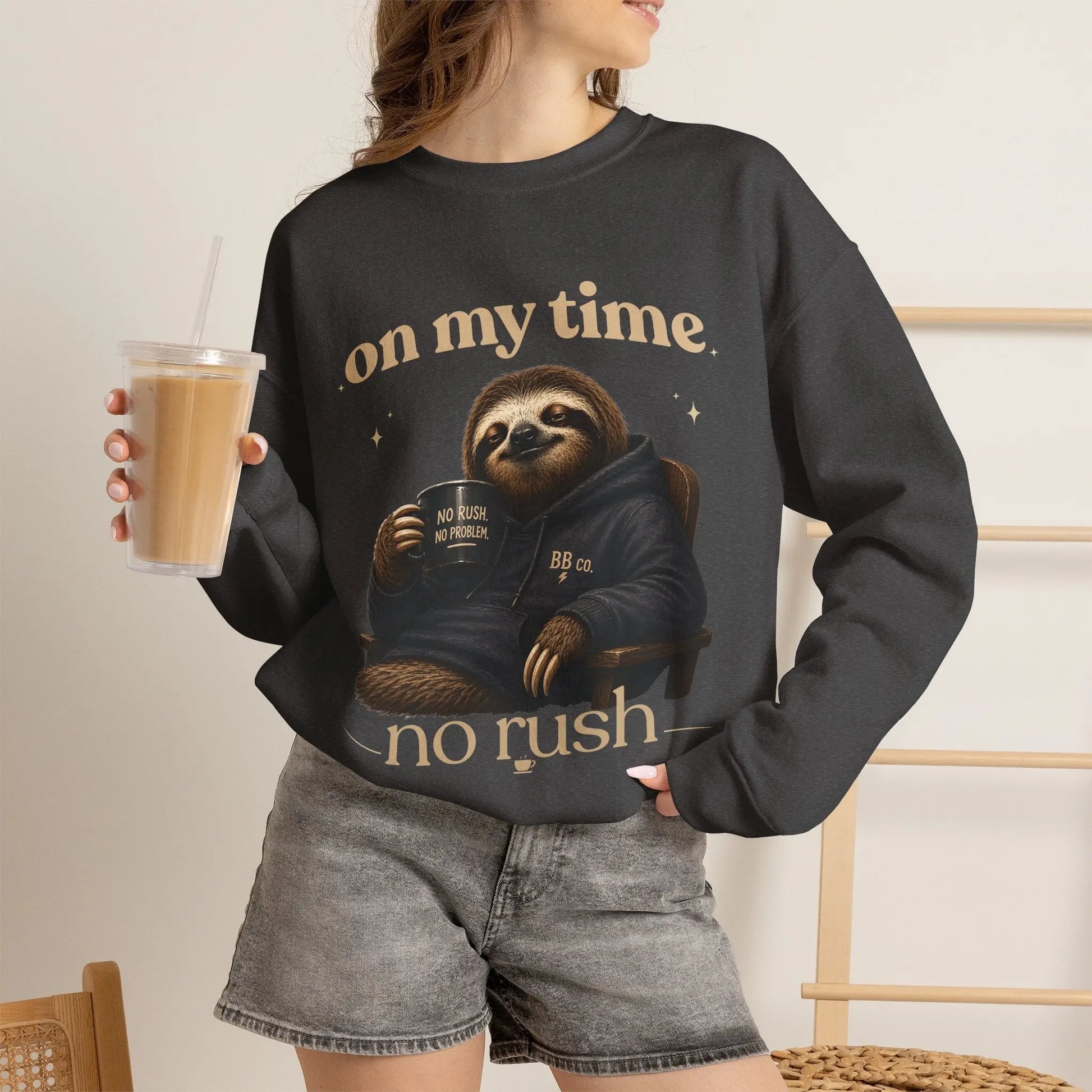 On My Time Sloth Sweatshirt Printify