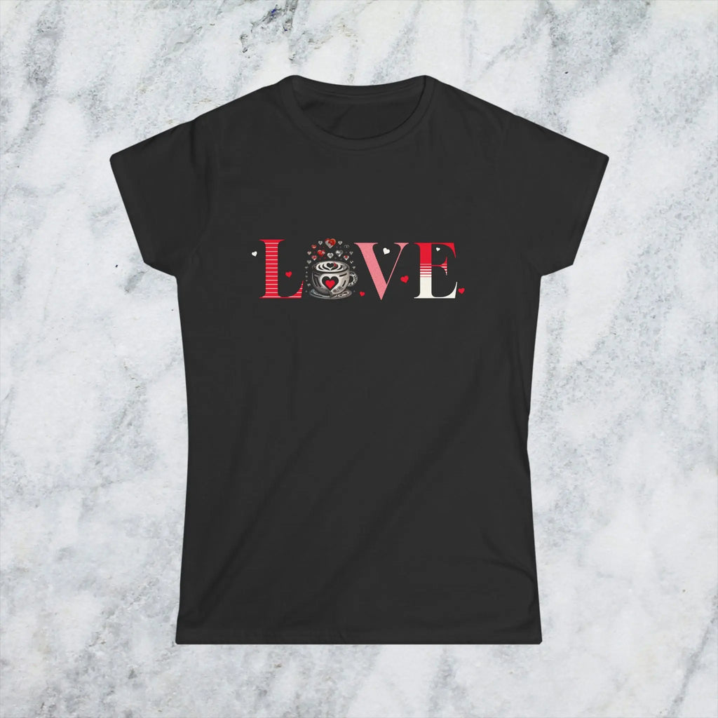 Coffee Love T-Shirt – “LOVE” with Coffee Cup Design - Boldly Bitter Company
