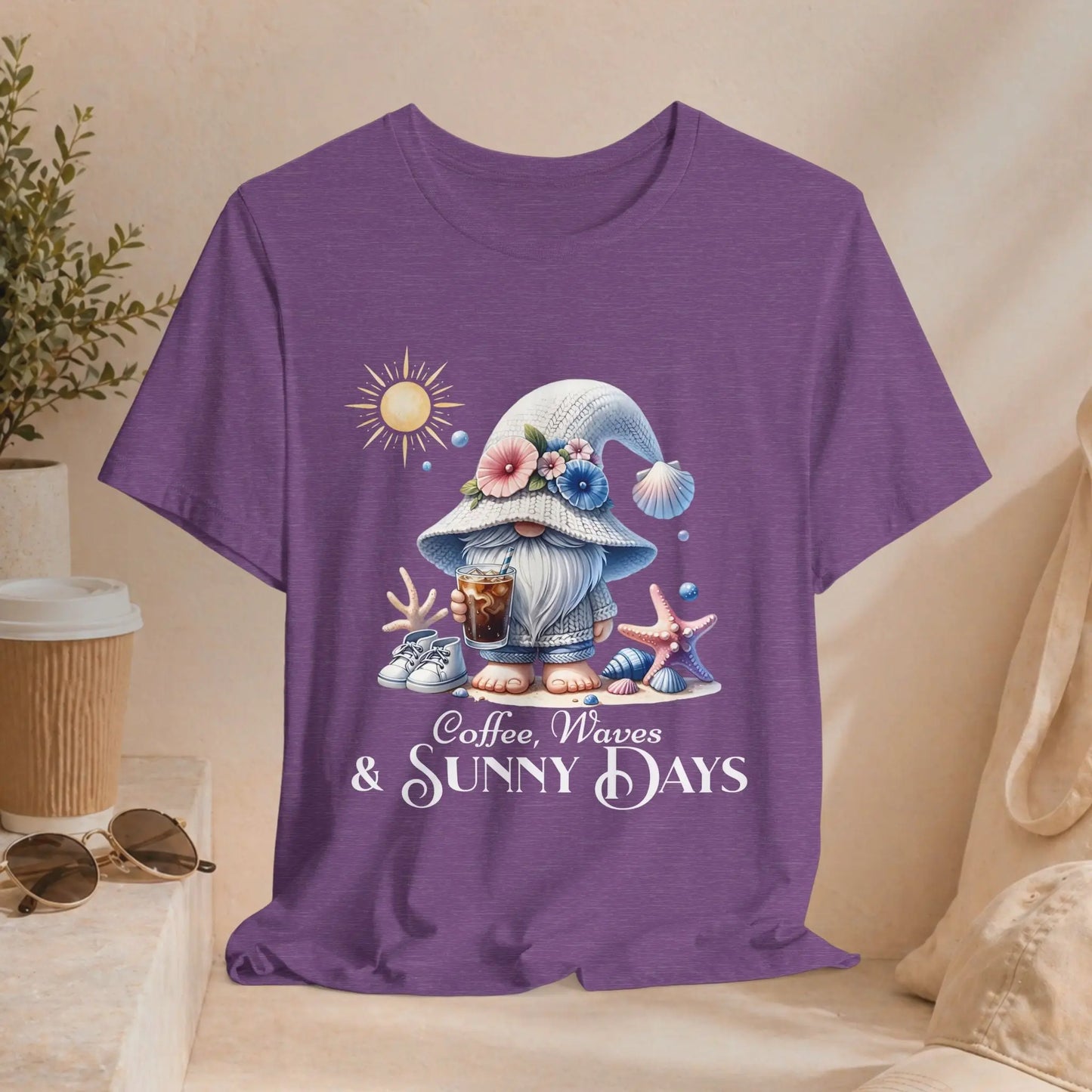 Sunny Days Gnome Coffee T-shirt Printify