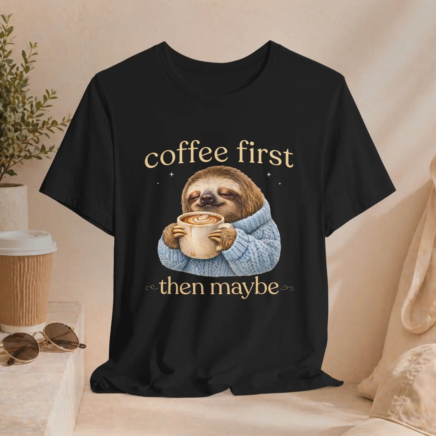 Coffee First Sloth T-Shirt - Boldly Bitter Company