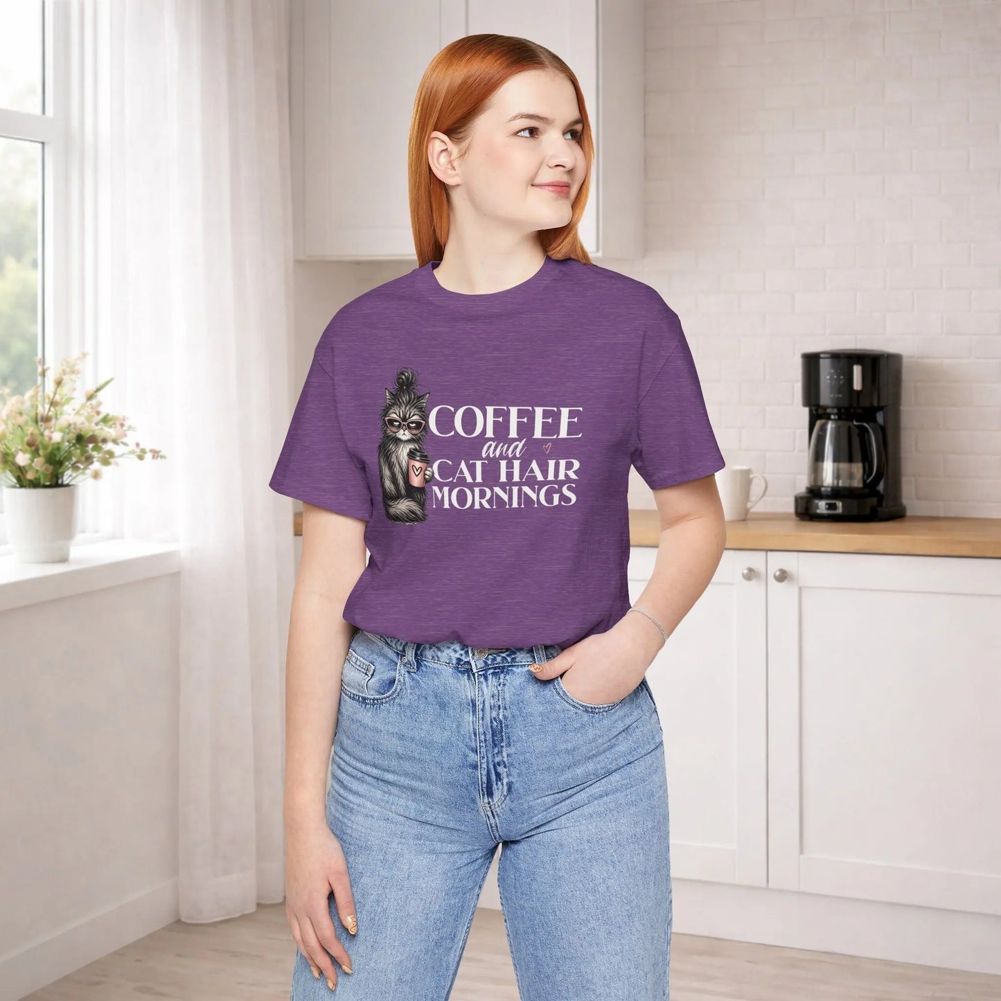 Coffee & Cat Hair Mornings T-Shirt Printify