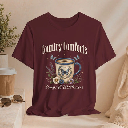 Country Comforts Tee — 'Wings & Wildflowers' Coffee Mug Butterfly Graphic Printify
