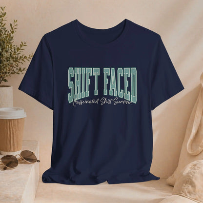 Shift Faced Tee — Vintage Caffeinated Shift Survivor T-Shirt Printify