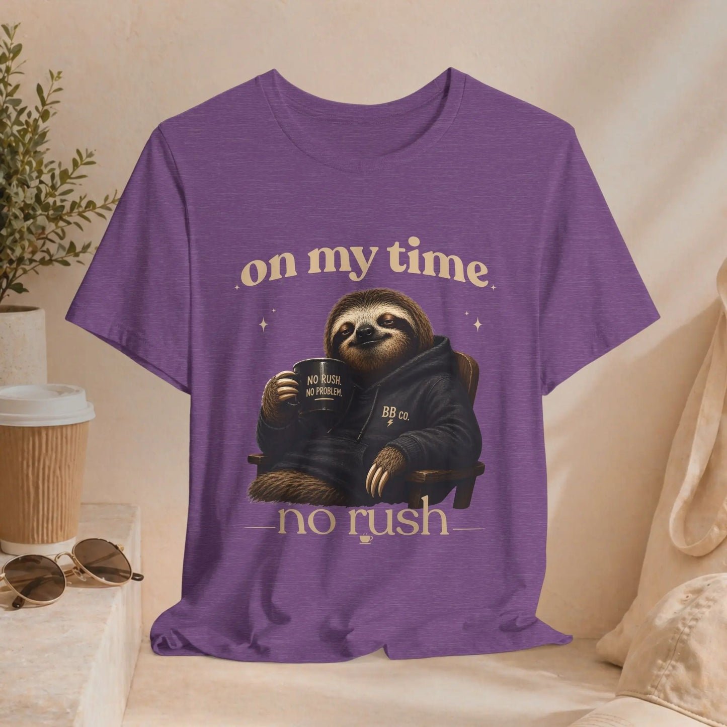 On My Time Sloth T‑Shirt Printify