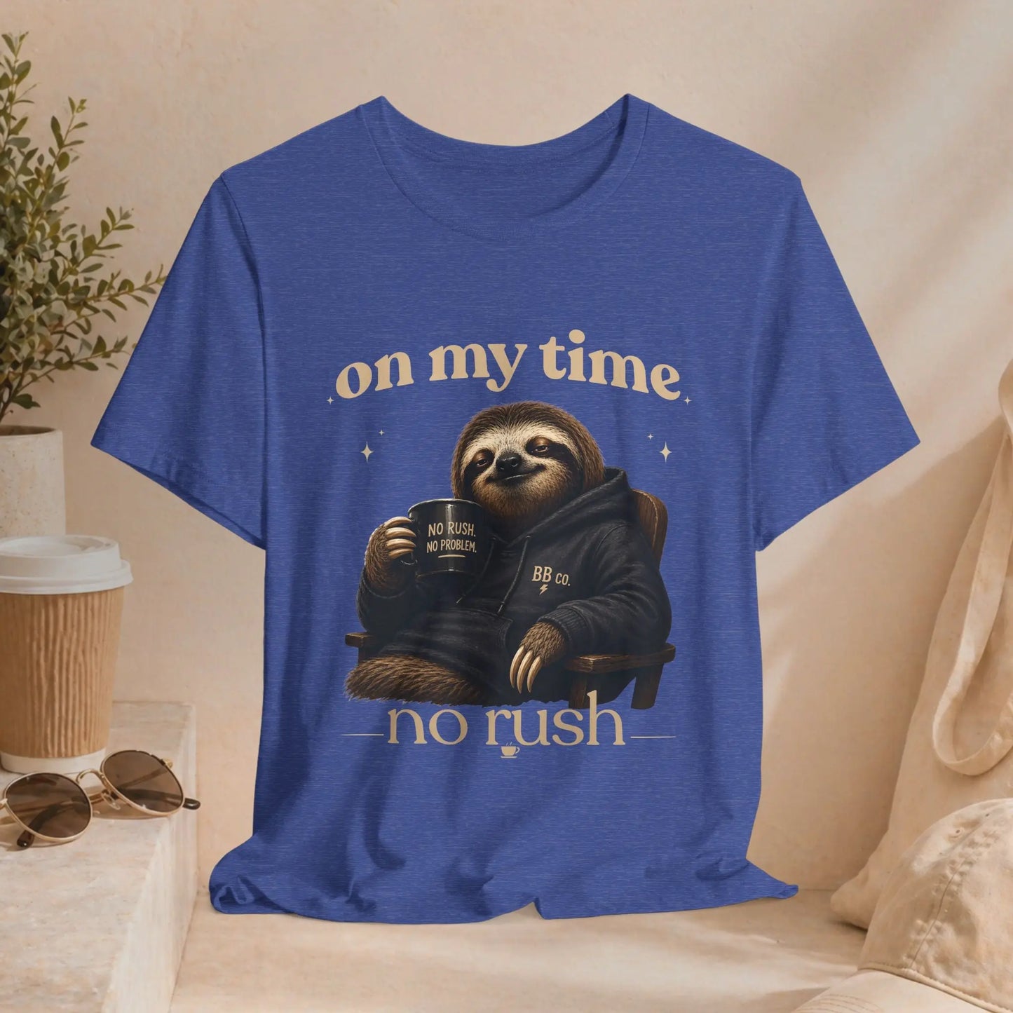 On My Time Sloth T‑Shirt Printify