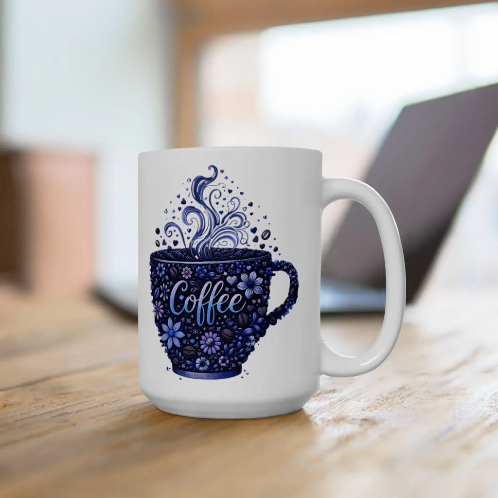 Floral Blue Cup 15oz Mug - Boldly Bitter Company