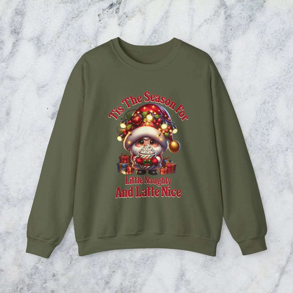 'Tis The Season Sweatshirt - "'Tis The Season For Little Naughty And Latte Nice" Holiday Shirt Printify
