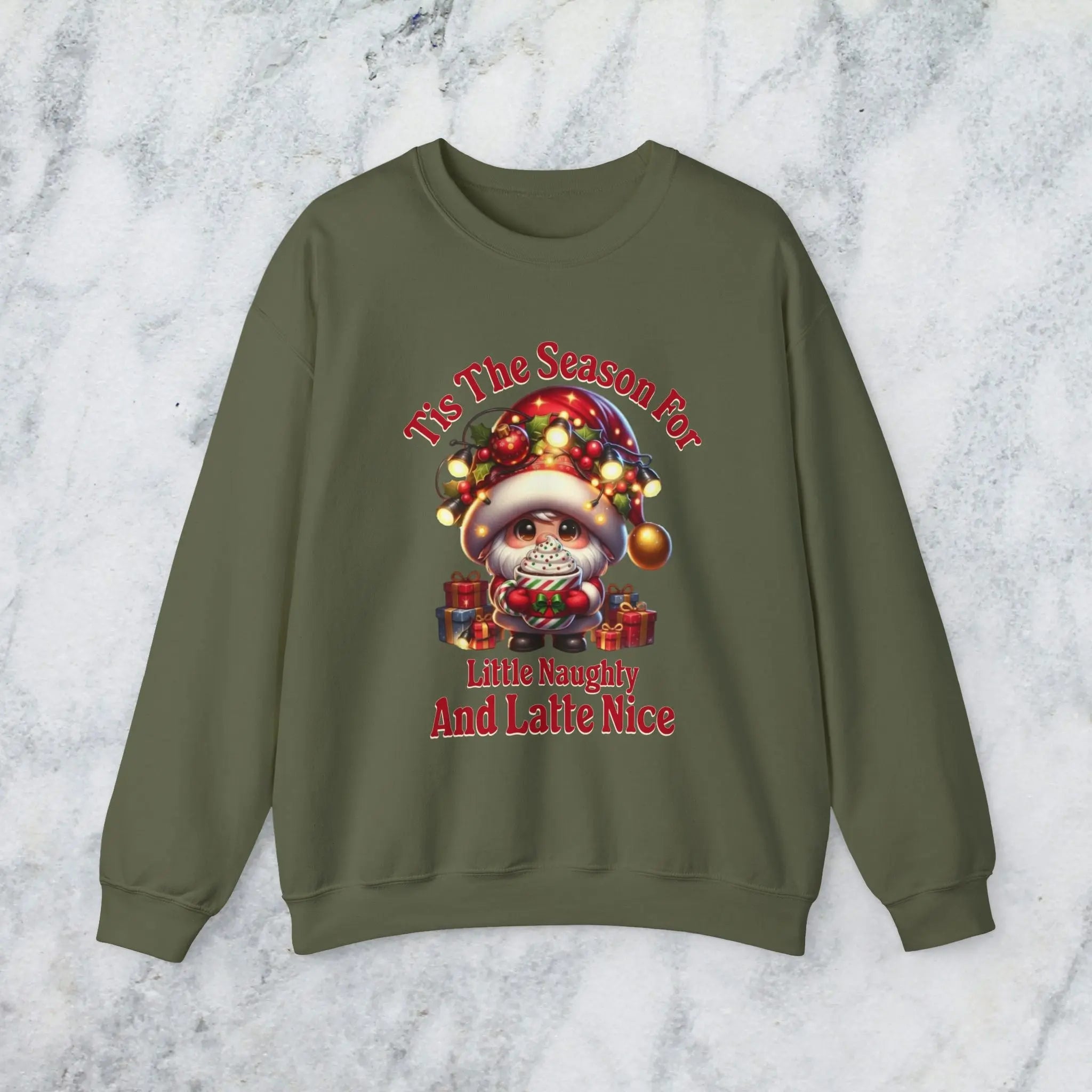 'Tis The Season Sweatshirt - "'Tis The Season For Little Naughty And Latte Nice" Holiday Shirt Printify