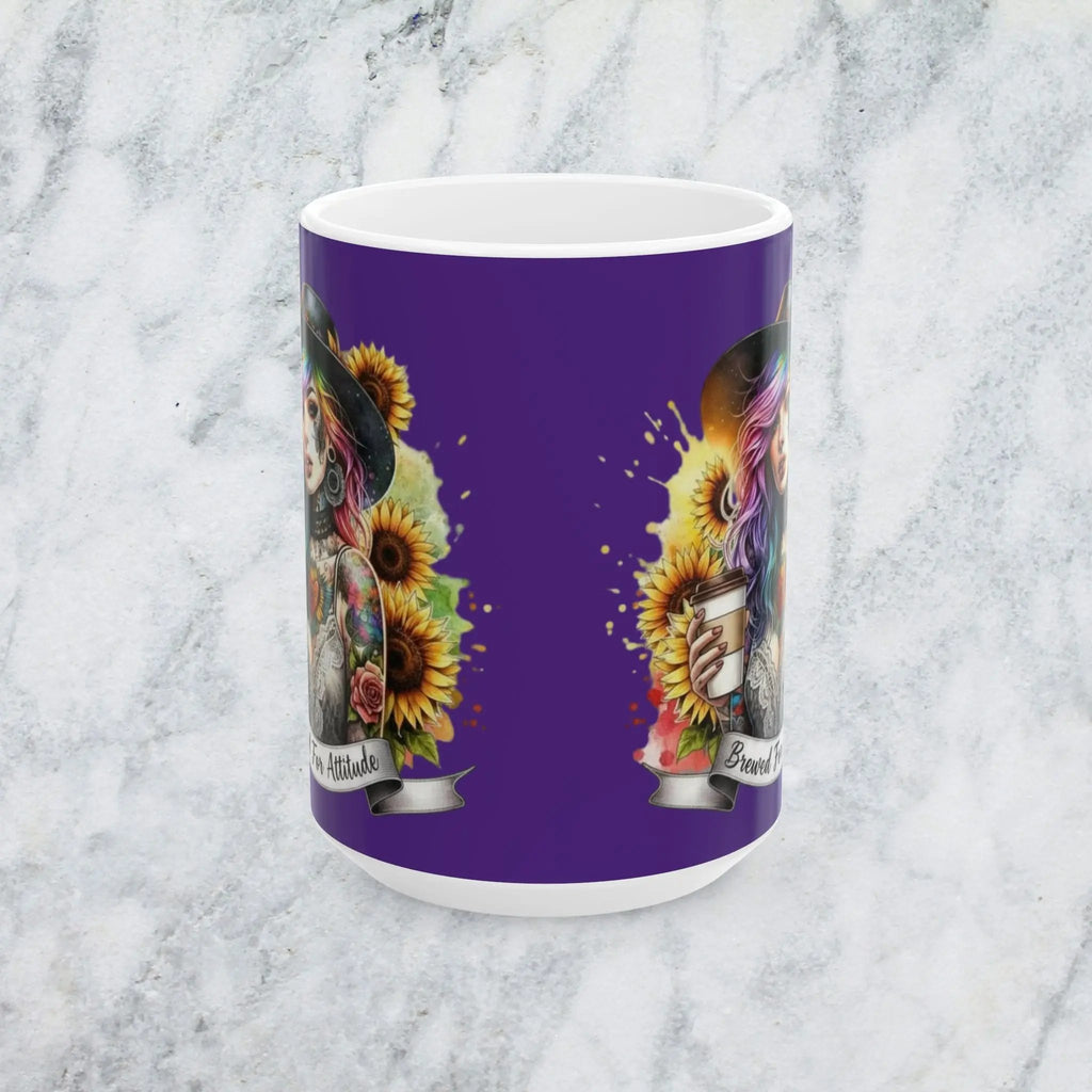 Brewed for Attitude Ceramic Mug | Artistic Coffee Cup, Gift for Her, Unique Tea Mug, Home Decor, Halloween Printify