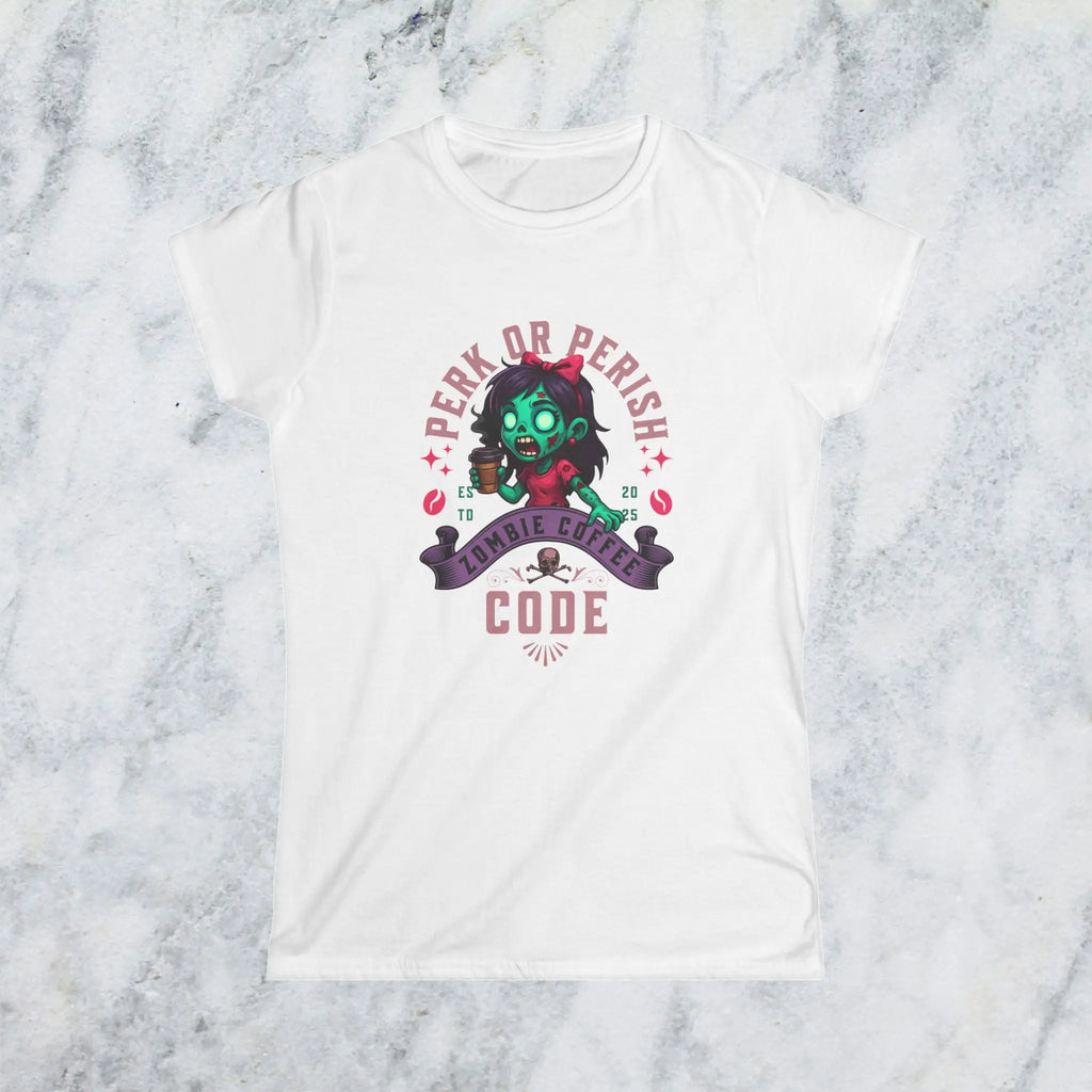 Perk or Perish T-Shirt – Zombie Coffee Code Printify
